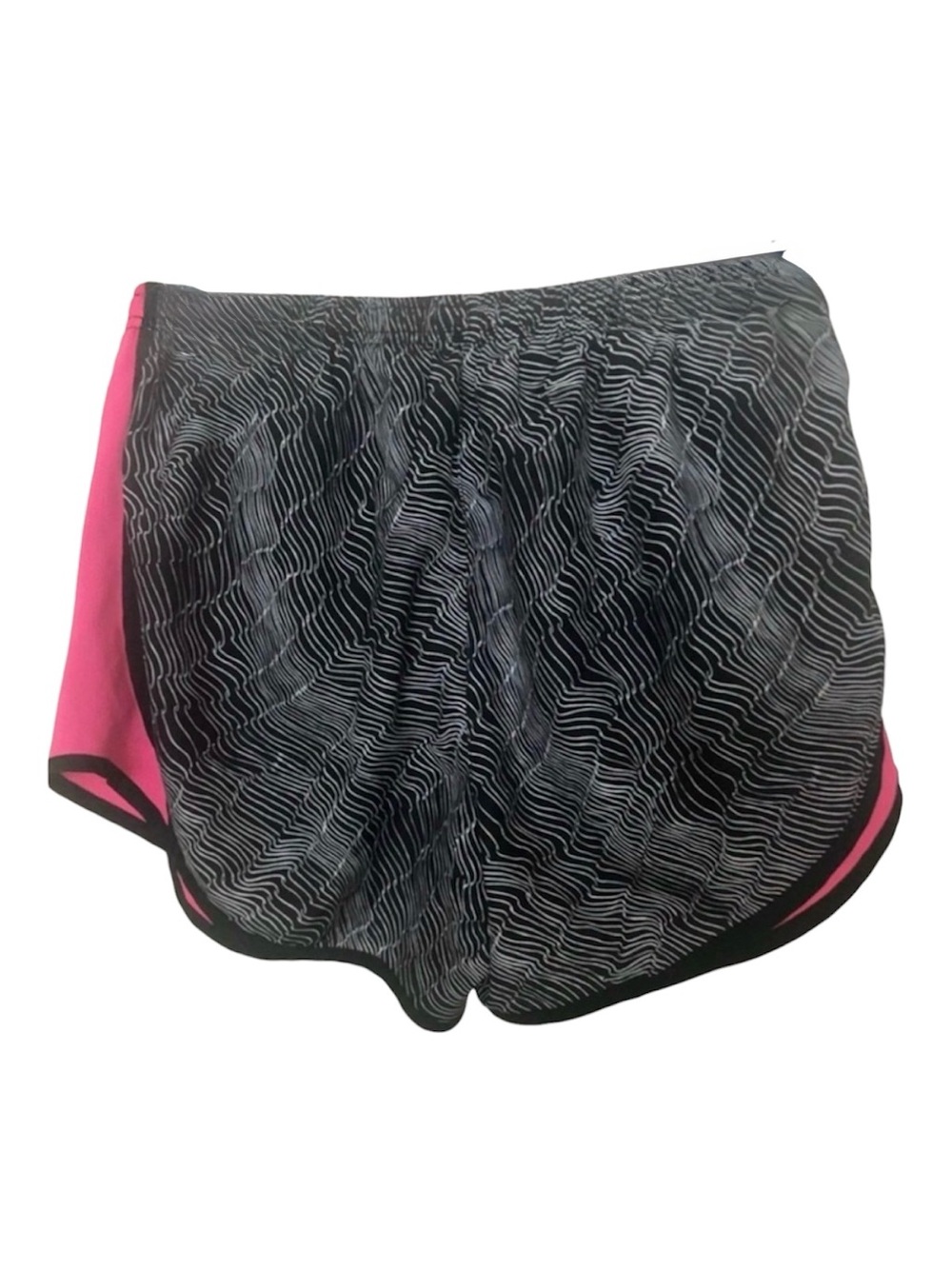 Nike Dri-FIT Tempo Running Shorts M Black White Wave Print Pink Trim - Picture 3 of 4